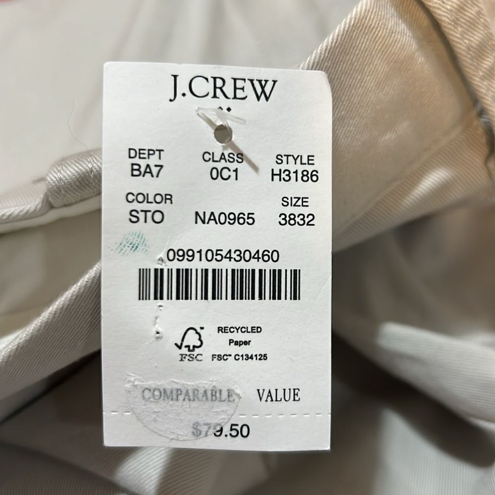 J. Crew factory Straight-fit flex chino pant in Stone NWT size 38/32 - Picture 8 of 14